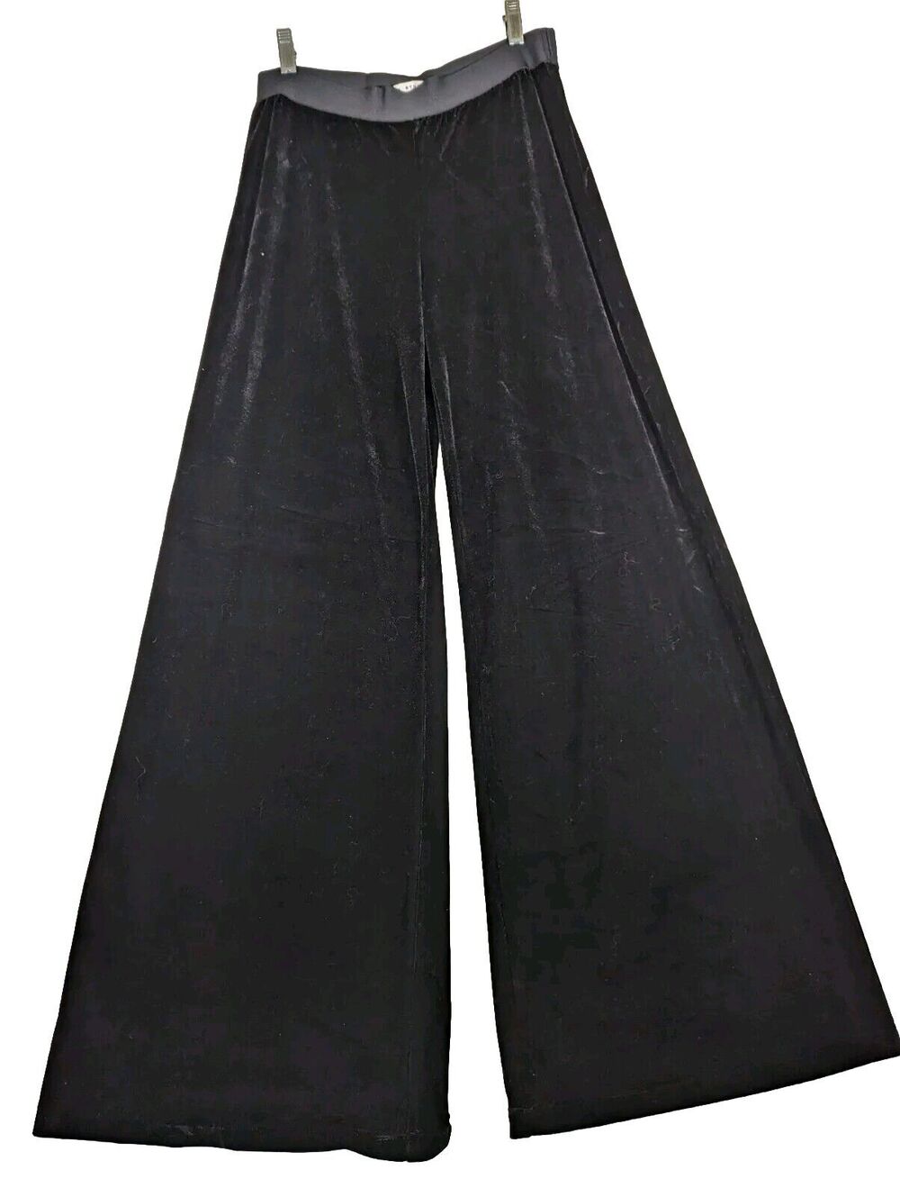 Max Studio Womens Black Velvet Pull On Wide Leg Mid Rise Stretch Casual M Pants